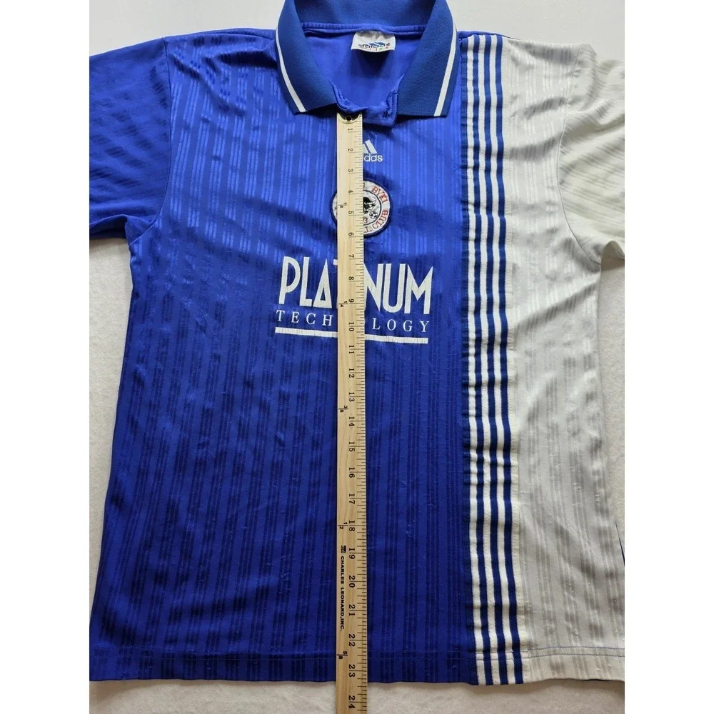 Adidas Blue & White‎ Striped Vintage Stare FC Men's Soccer Jersey. Size L